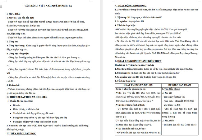 Giáo án Văn 6 Bài 3: Việt Nam quê hương ta