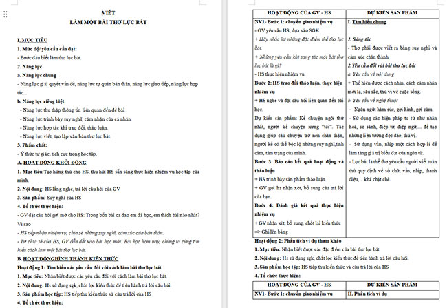 Giáo án Văn 6 Bài 3: Làm một bài thơ lục bát