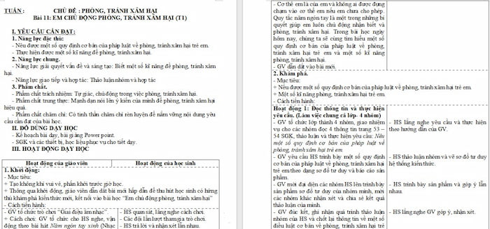 Giáo án Đạo đức 5: Em chủ động phòng, tránh xâm hại