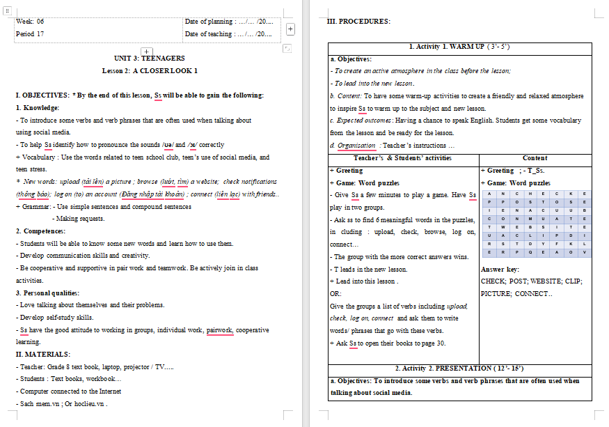 PowerPoint Tiếng Anh 8 Unit 3: A Closer Look 1