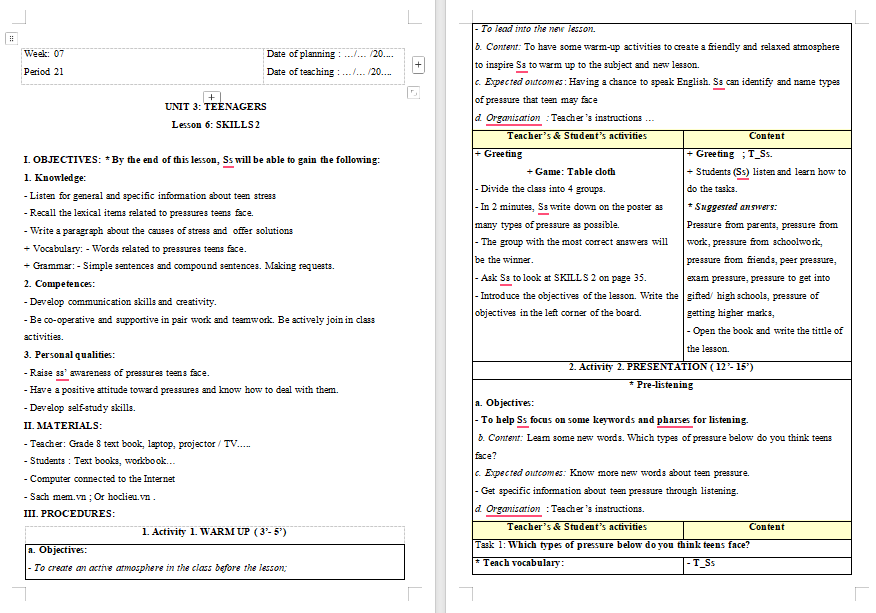 PowerPoint Tiếng Anh 8 Unit 3: Skills 2
