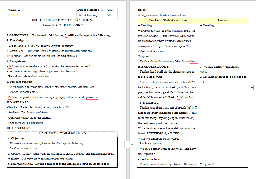 PowerPoint Tiếng Anh 8 Unit 5: A Closer Look 2
