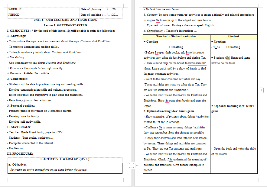 PowerPoint Tiếng Anh 8 Unit 5: Getting Started