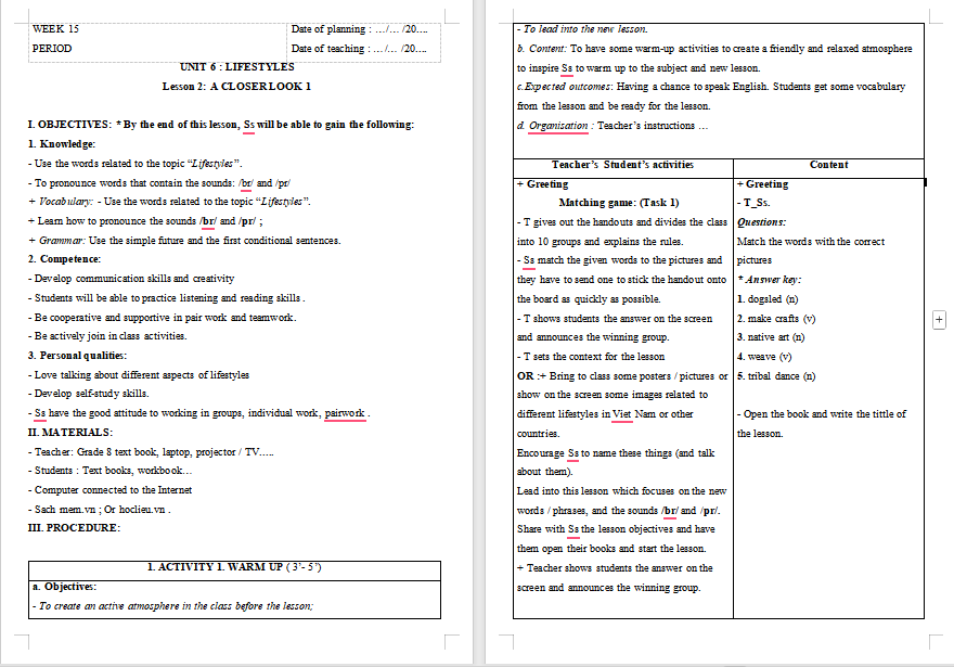 PowerPoint Tiếng Anh 8 Unit 6: A Closer Look 1