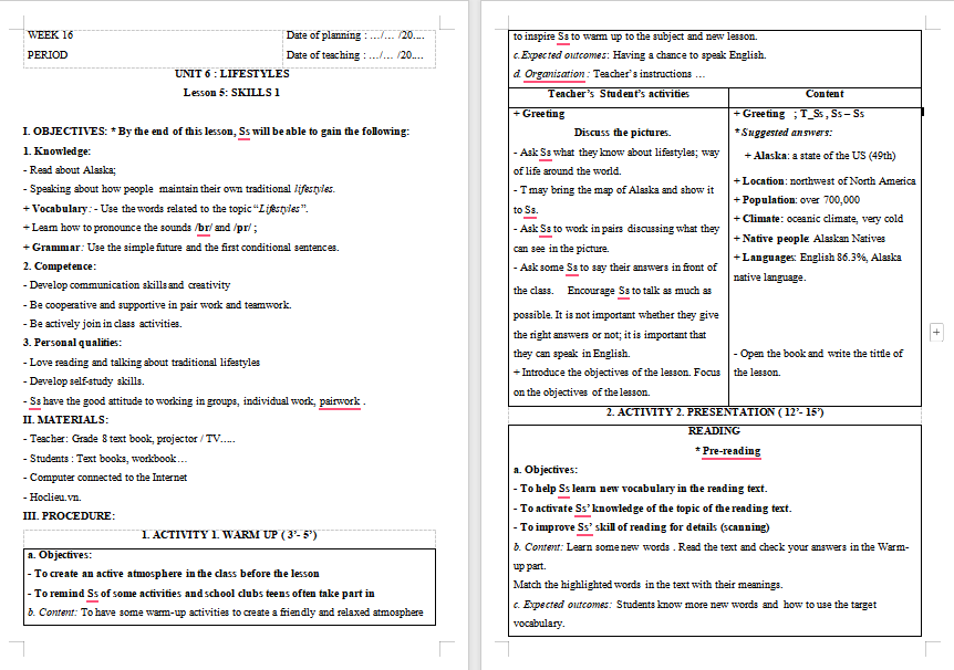 PowerPoint Tiếng Anh 8 Unit 6: Skills 1