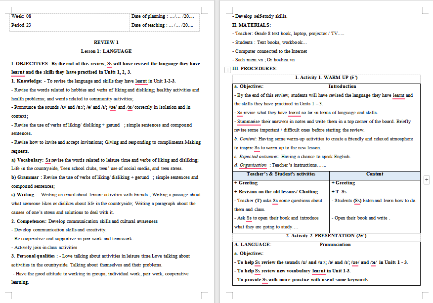 PowerPoint Tiếng Anh 8 Review 1: Language