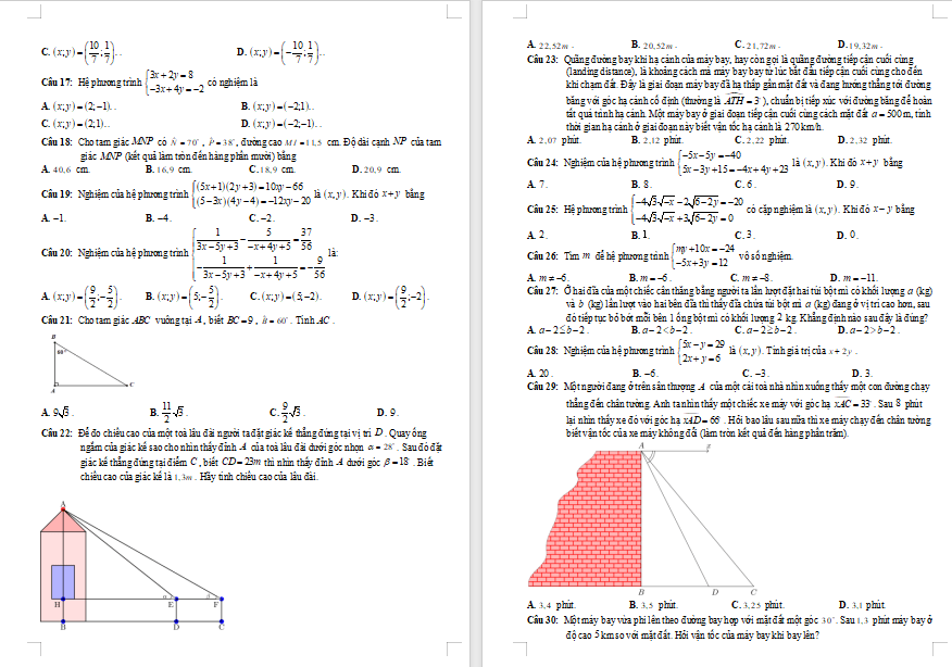 Đề cương ôn tập giữa kì 1 Toán 9 Chân trời sáng tạo
