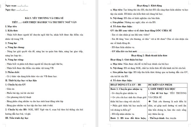 Giáo án Văn 6 Bài 3: Tri thức ngữ văn