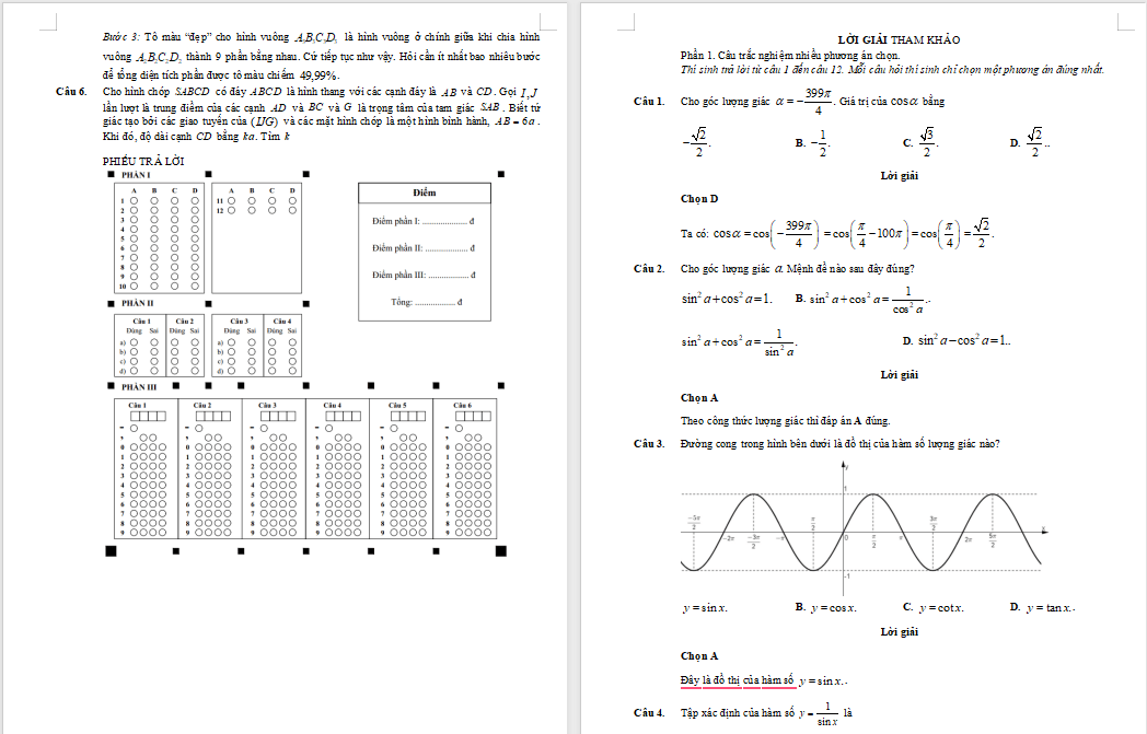 Đề thi giữa kì 1 Toán 11 Chân trời sáng tạo 