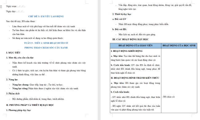 Giáo án Hoạt động trải nghiệm 2 Tuần 9