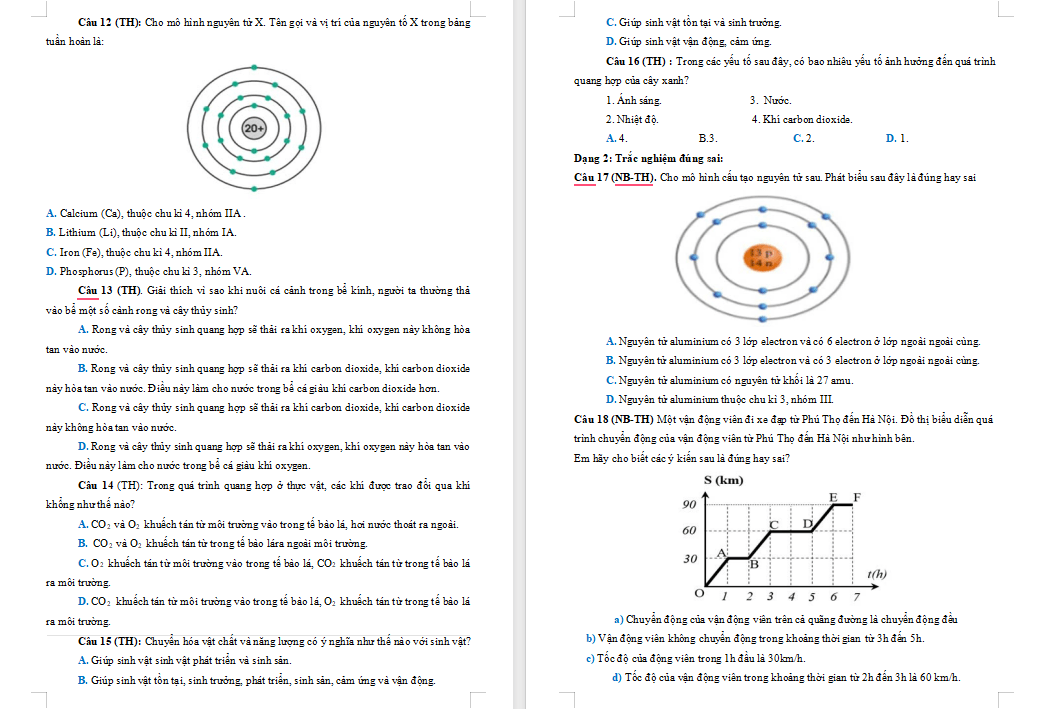 Đề kiểm tra giữa kì 1 Khoa học tự nhiên 7 