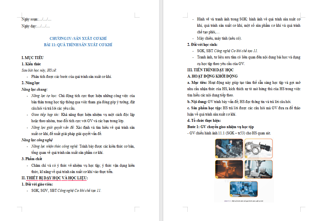 Giáo án PowerPoint Công nghệ 11 Bài 11