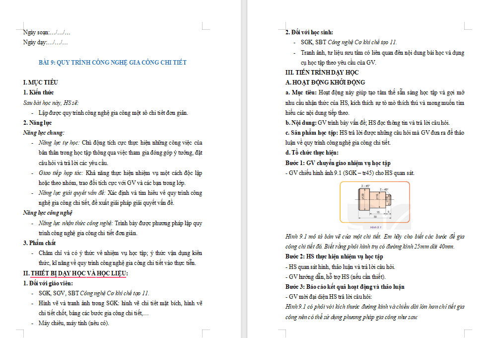 Giáo án PowerPoint Công nghệ 11 Bài 9