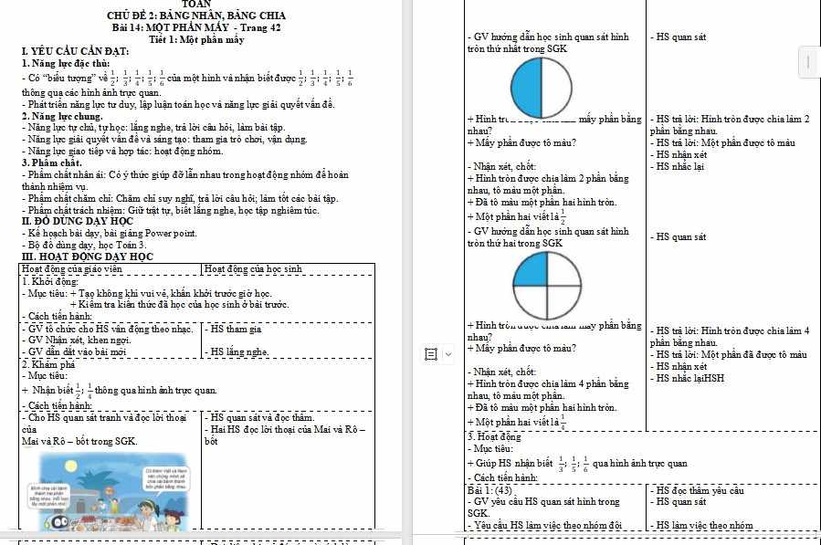 Toán 3 Bài 14: Một phần mấy