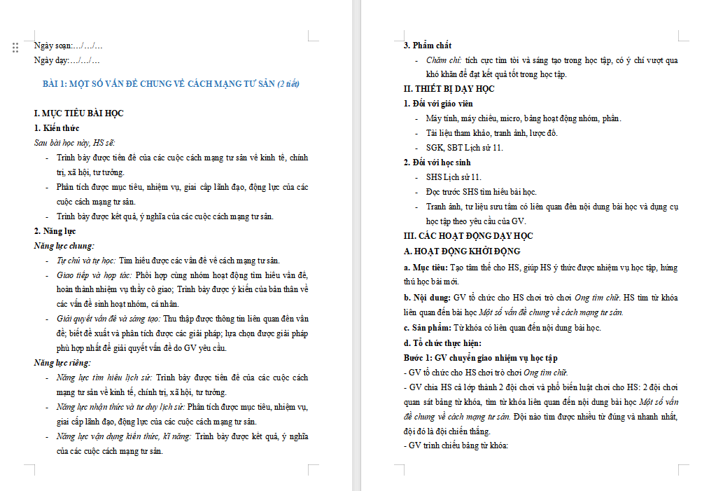 Một số vấn đề chung về cách mạng tư sản