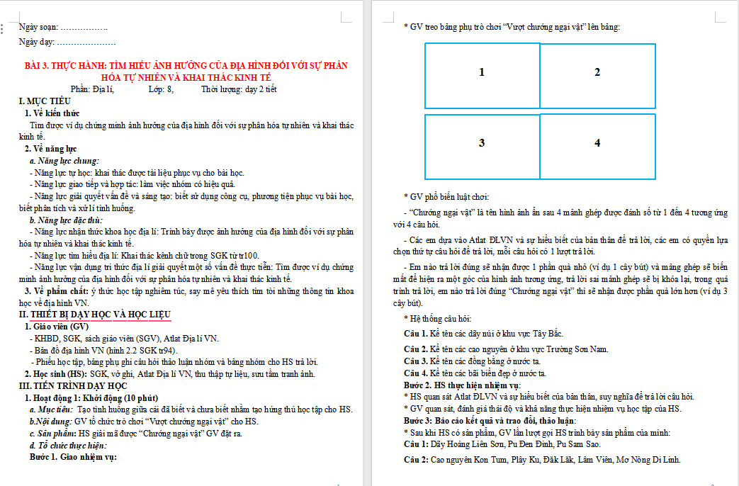 Giáo án PowerPoint Địa lí 8 Cánh diều Bài 3
