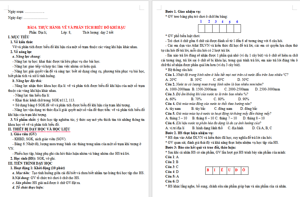 Giáo án PowerPoint Địa lí 8 Cánh diều Bài 6