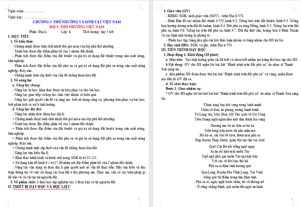 Giáo án PowerPoint Địa lí 8 Cánh diều Bài 9