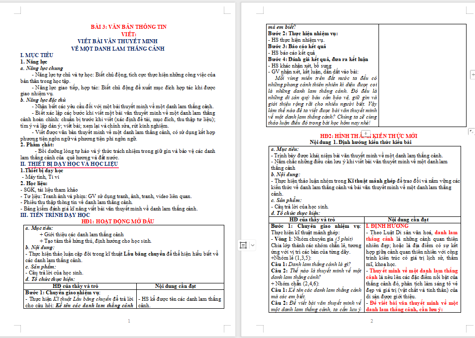  Viết văn bản thuyết minh về một danh lam thắng cảnh