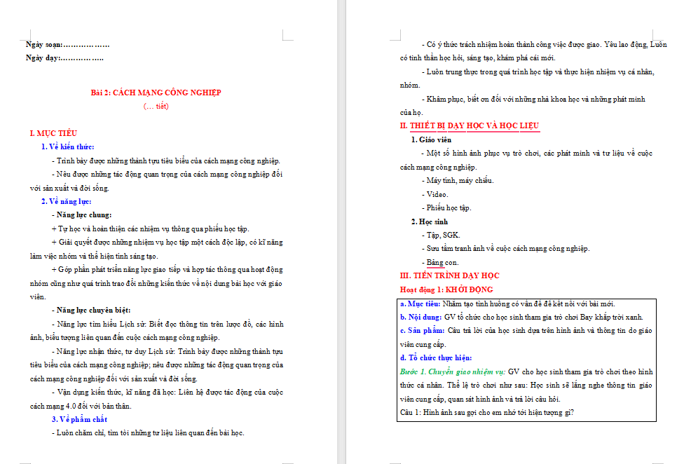 Giáo án PowerPoint Lịch sử 8 Bài 2: Cách mạng công nghiệp