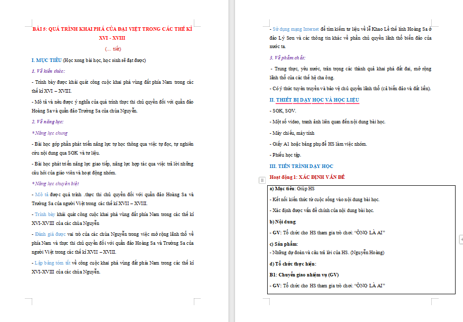 Quá trình khai phá của Đại Việt trong các thế kỉ XVI - XVIII