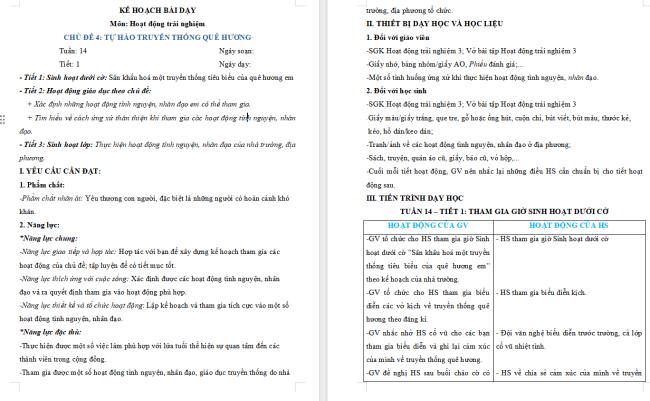Giáo án Hoạt động trải nghiệm 3 Tuần 14
