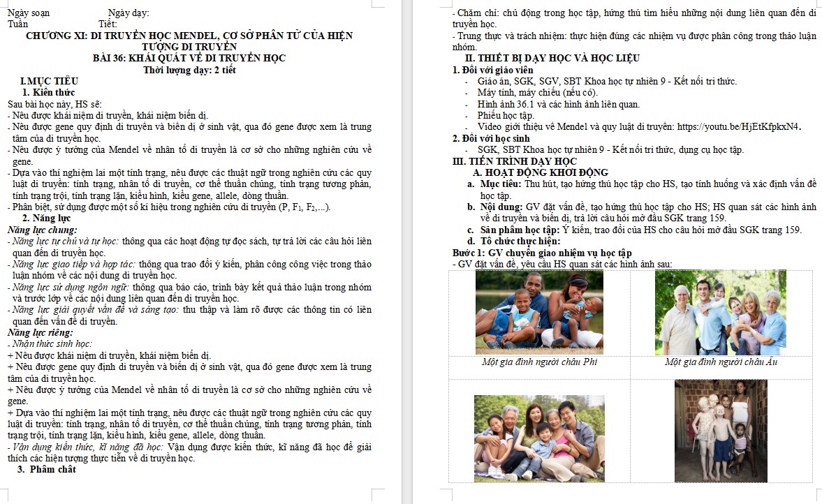 Giáo án Khoa học tự nhiên 9 KNTT Bài 36