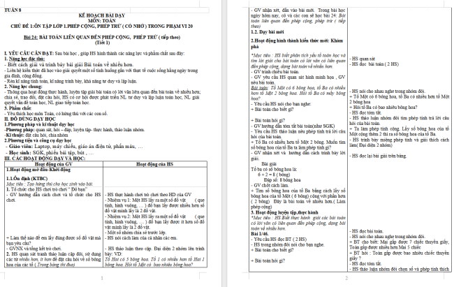 Giáo án Toán 2 Bài toán liên quan đến phép cộng, phép trừ (tiếp theo)