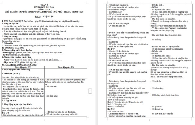 Giáo án Toán 2 Luyện tập trang 49