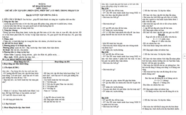 Giáo án Toán 2 Luyện tập chung trang 50