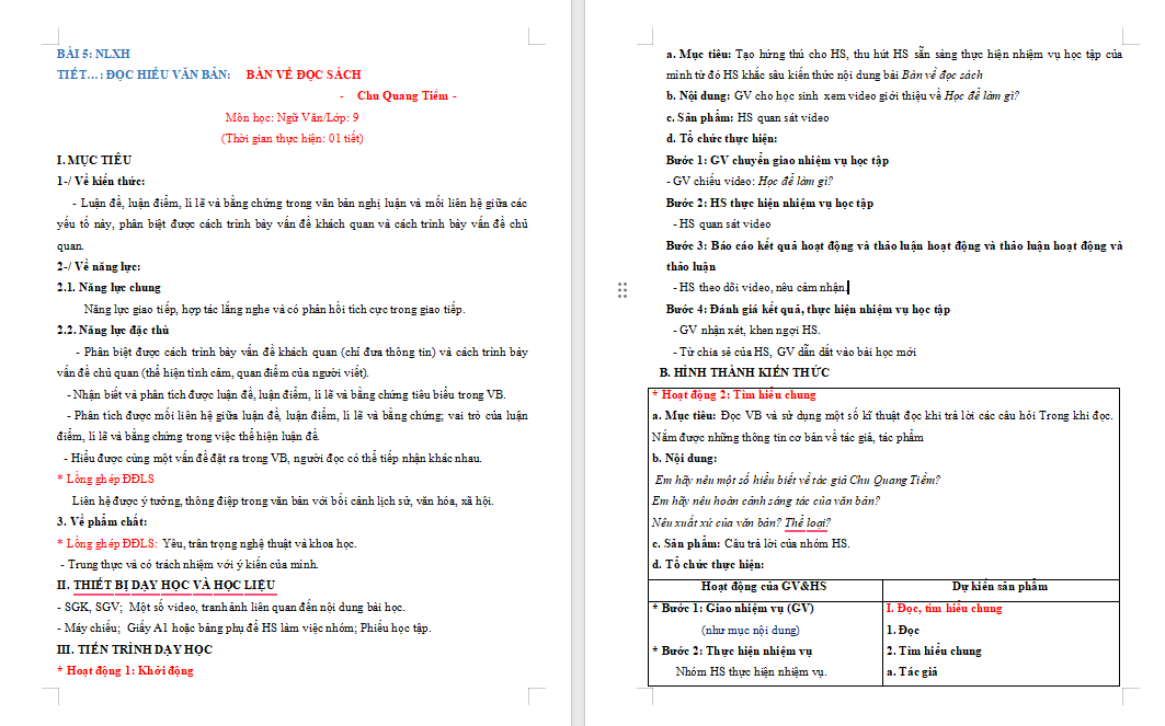 PowerPoint Ngữ văn 9 Bài 5: Bàn về đọc sách