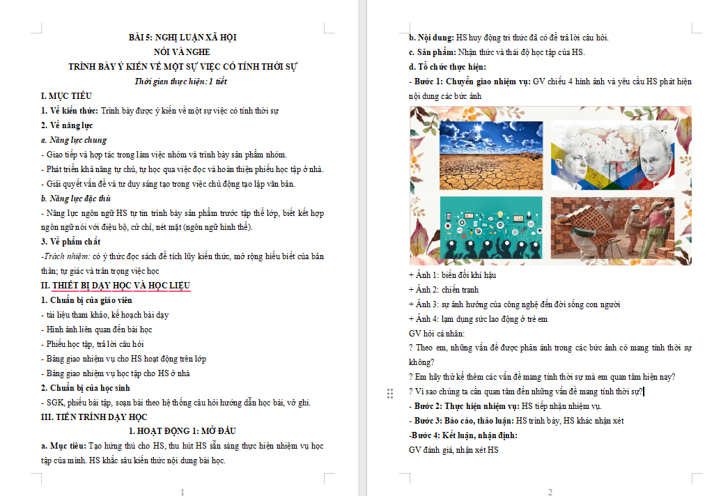 PowerPoint Ngữ văn 9 Bài 5: Trình bày ý kiến về một sự việc có tính thời sự