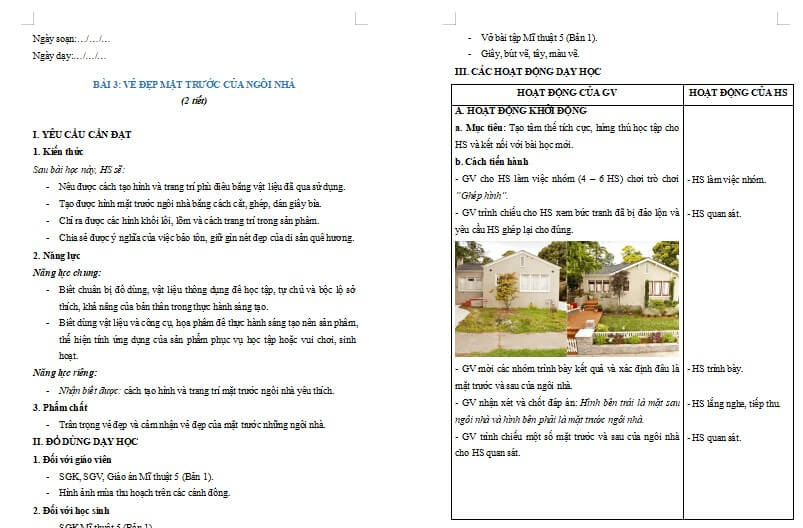 Bài 3: Vẻ đẹp của mặt trước ngôi nhà