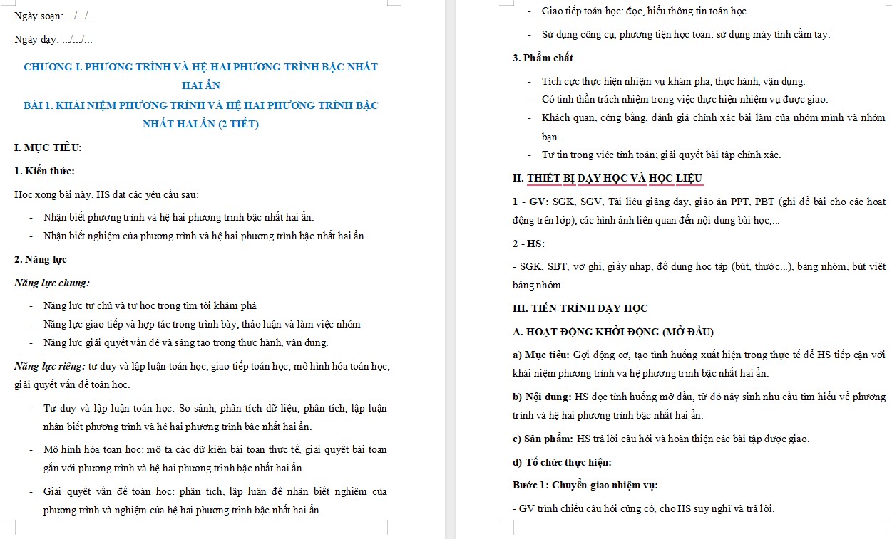 Giáo án Toán 9 Bài 1 file word