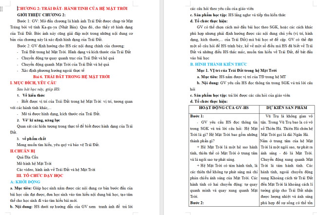 Giáo án Địa lí 6 Bài 6: Trái Đất trong hệ Mặt Trời