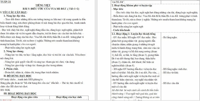 Giáo án Tiếng Việt 4: Điều ước của vua Mi-đát