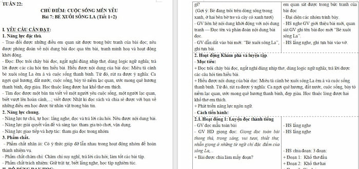 Giáo án Tiếng Việt 4: Bè xuôi sông La