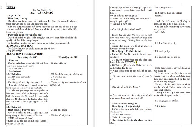 Giáo án Tiếng Việt 2 Bài 7: Cây xấu hổ