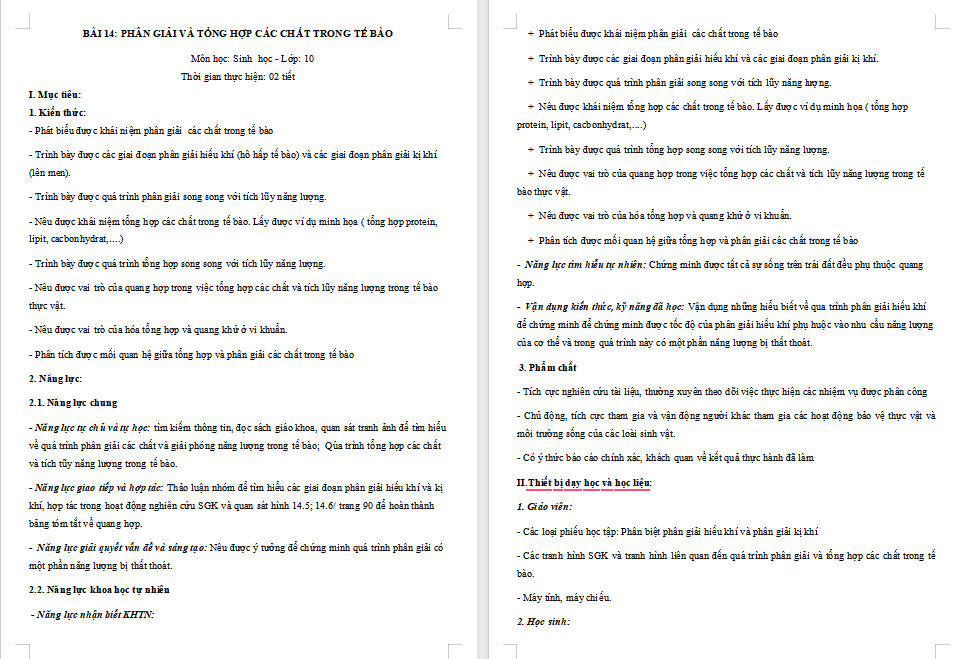 Giáo án PowerPoint Sinh học 10 Kết nối tri thức Bài 14