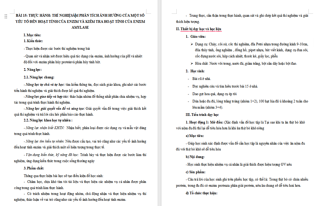 Giáo án PowerPoint Sinh học 10 Kết nối tri thức Bài 15