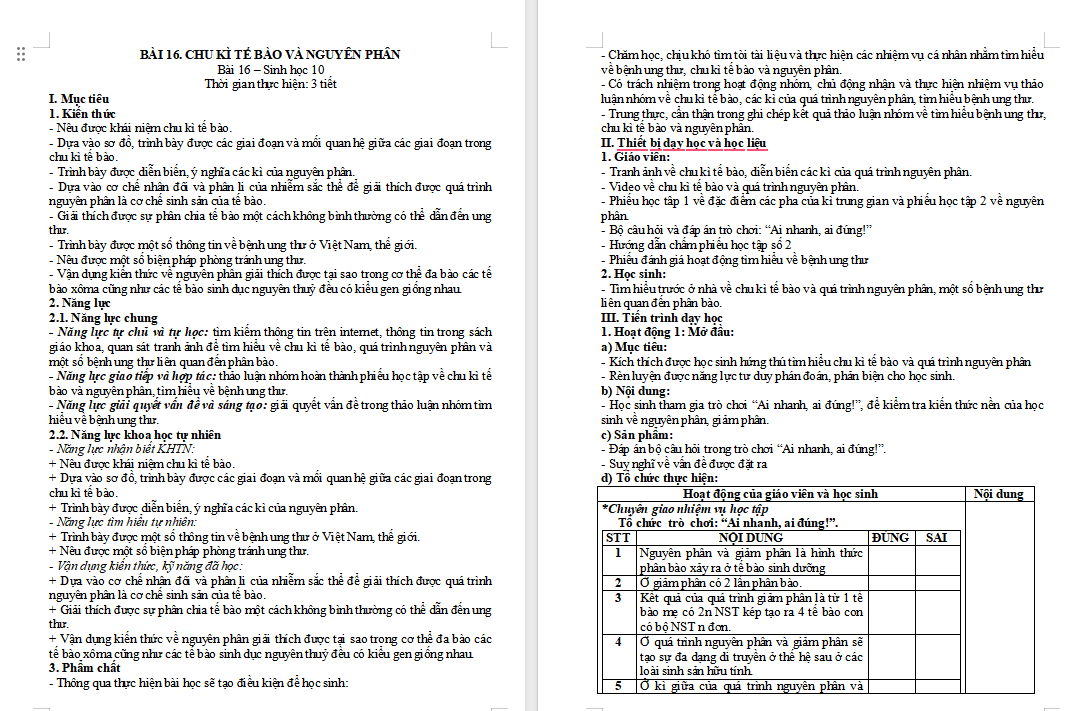 Giáo án PowerPoint Sinh học 10 Kết nối tri thức Bài 16