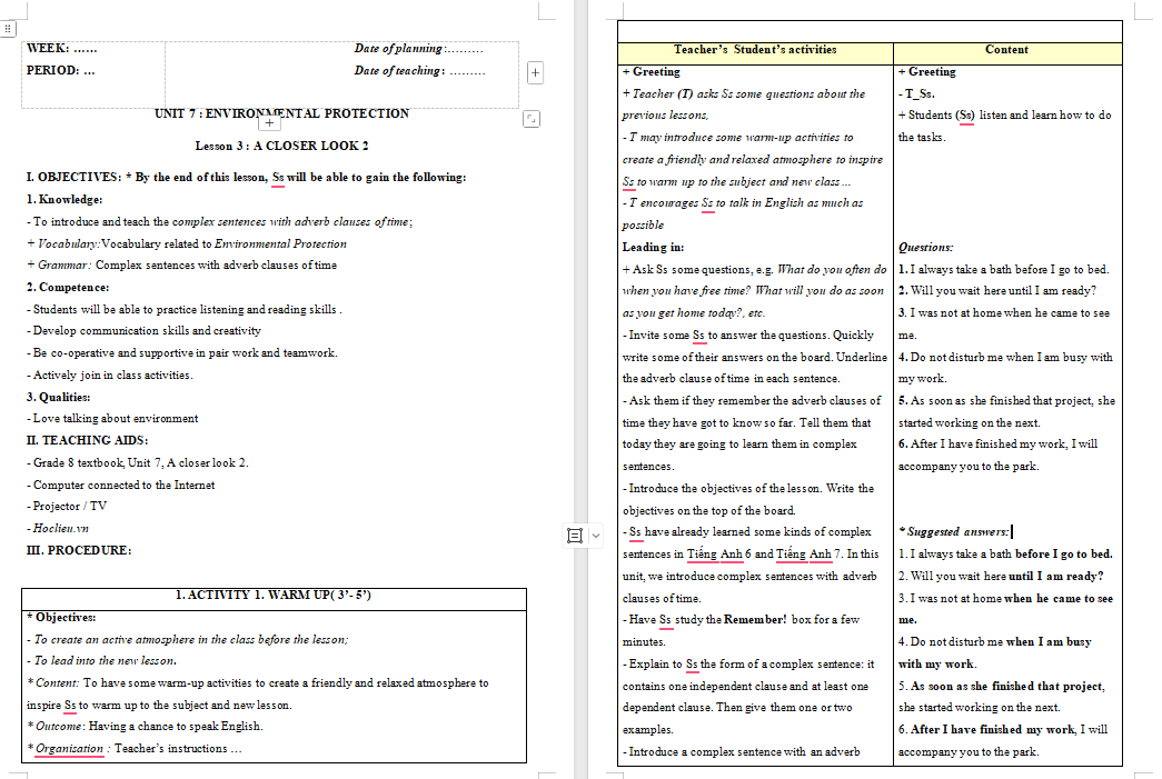 PowerPoint Tiếng Anh 8 Unit 7: Getting Started