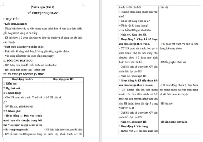 Giáo án Tiếng Việt 2 Bài 17: Kể chuyện Gọi bạn