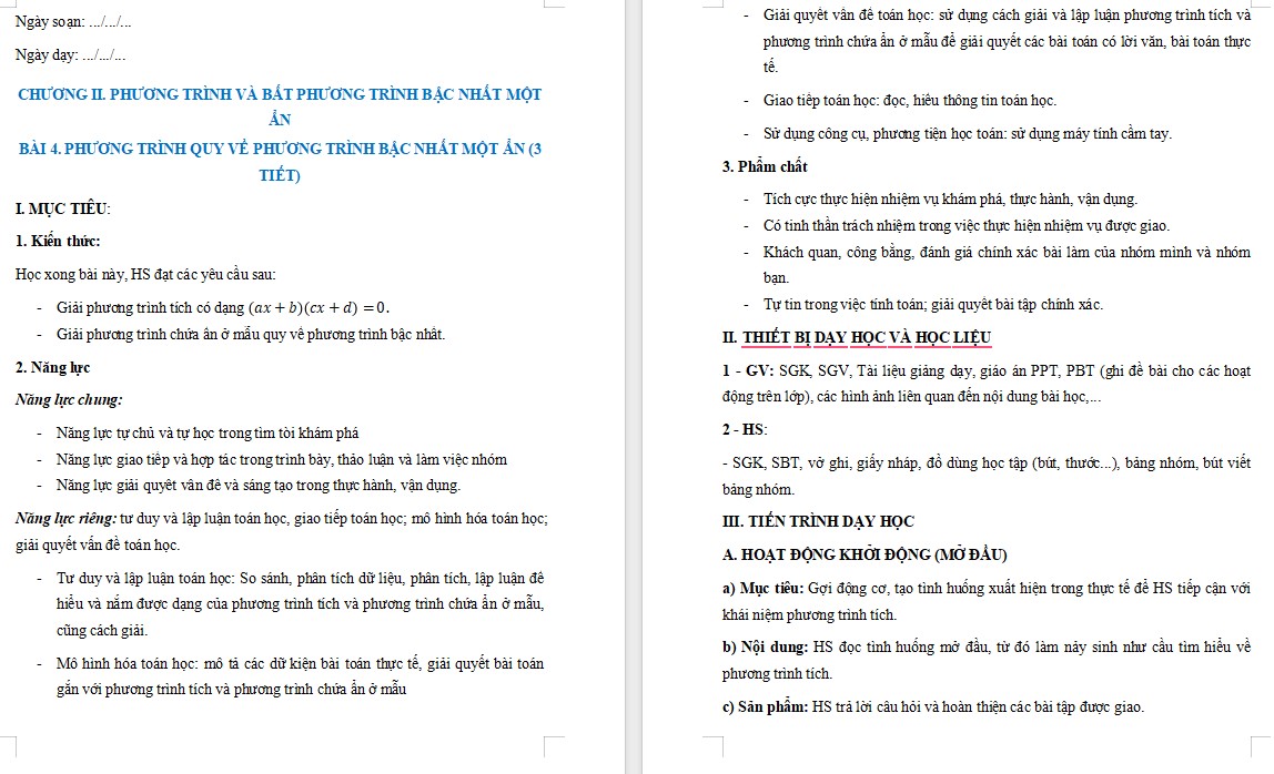 Giáo án Toán 9 Bài 4 file word