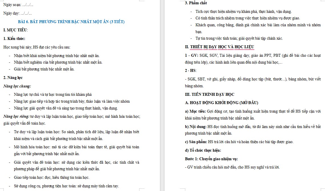 Giáo án Toán 9 Bài 6 file word