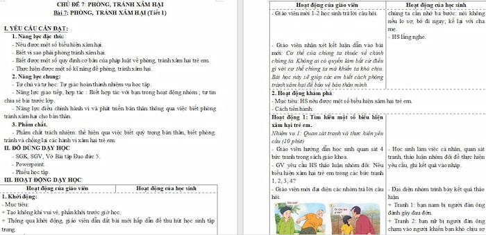 Giáo án Đạo đức 5: Phòng, tránh xâm hại