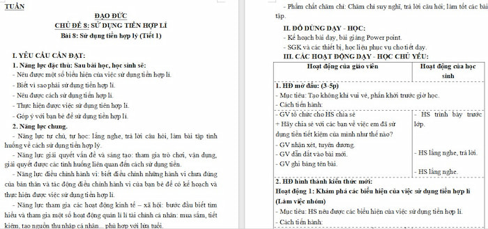 Giáo án Đạo đức 5: Sử dụng tiền hợp lí