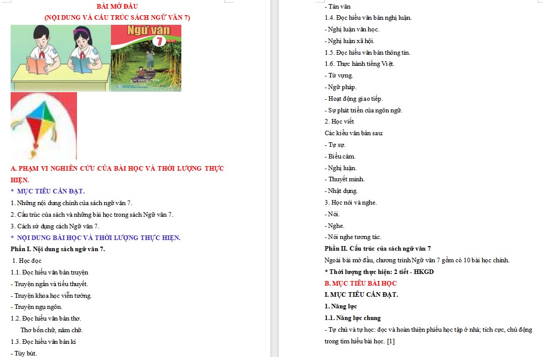 Giáo án Bài Mở đầu Ngữ văn 7 Cánh Diều