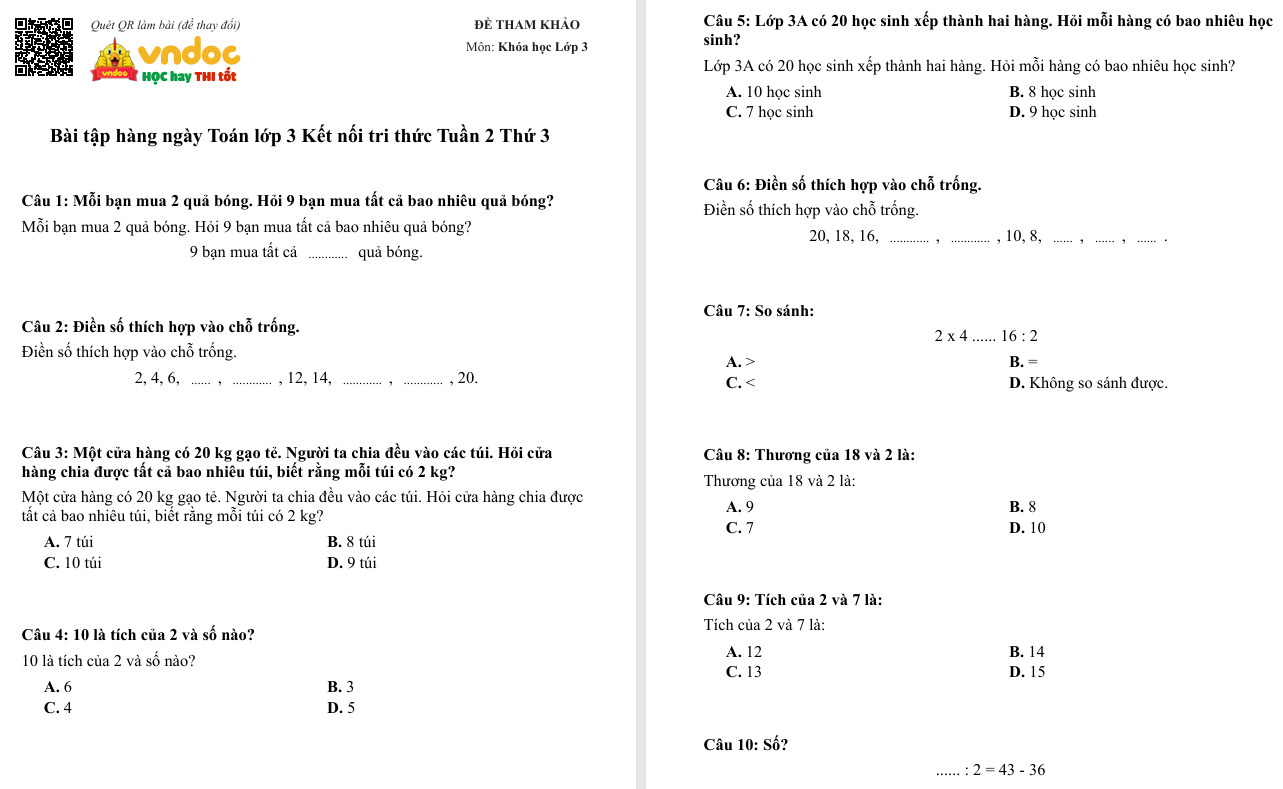 Bai tap hang ngay Toan lop 3 Hoc ki 1 Ket noi tri thuc 1*705359