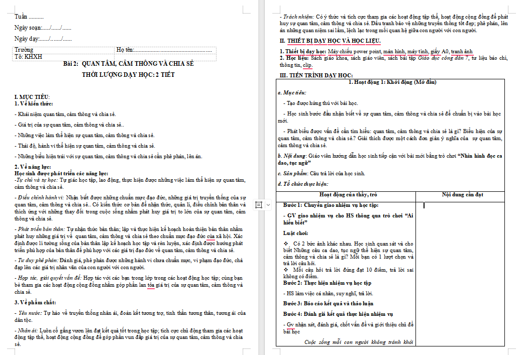 Giáo án PowerPoint GDCD 7 Bài 2